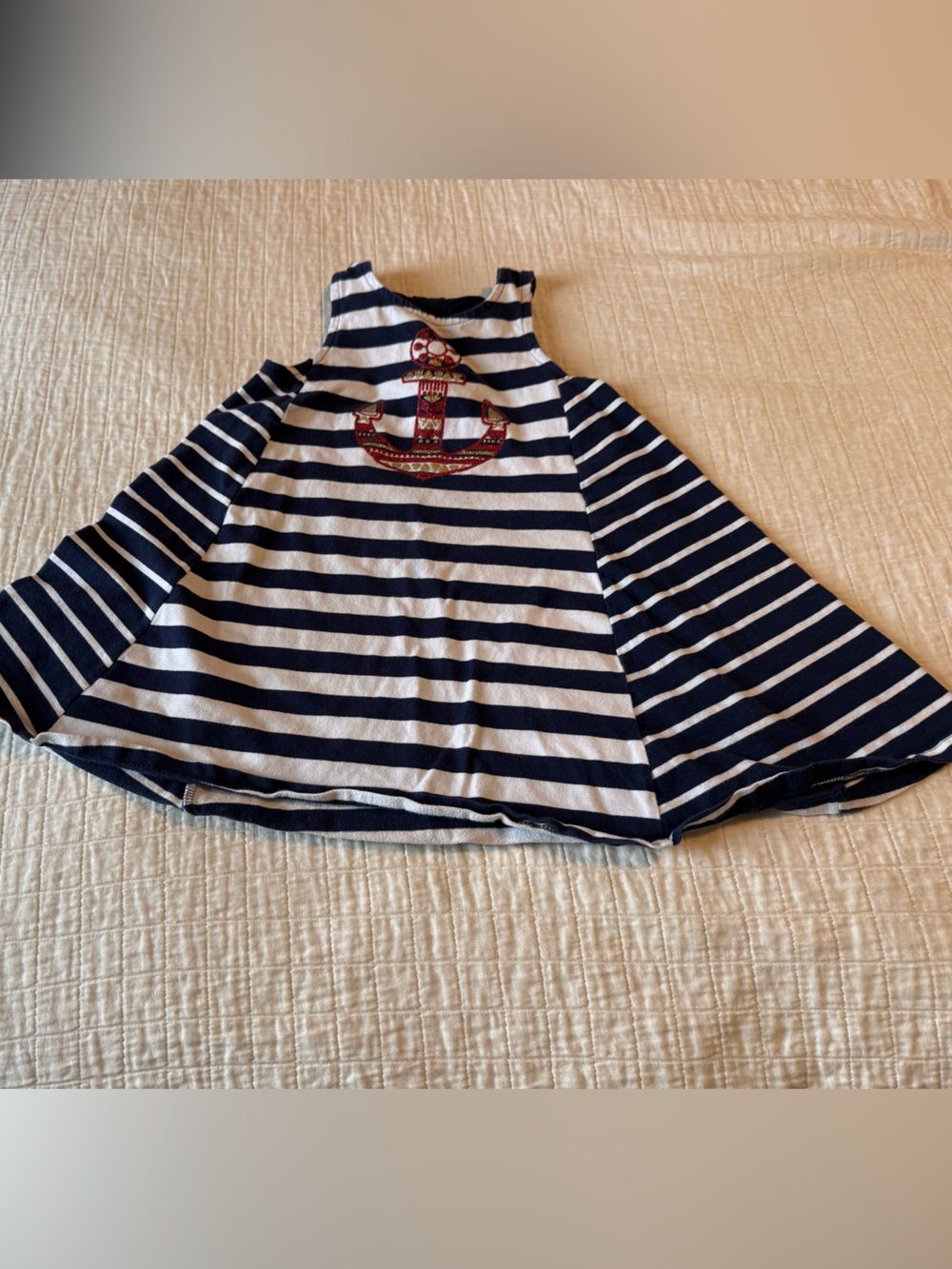 Tommy Bahama Navy and White Striped Anchor dress size 4t